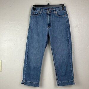 Eddie Bauer Women's Cropped Capri Denim Blue Jeans Medium Wash 28x23 size 6 tall
